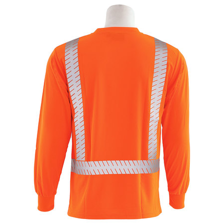 Erb Safety T-Shirt, Birdseye Mesh, Long Slv, Class 2, 9007SEG, Hi-Viz Orange, XL 62276